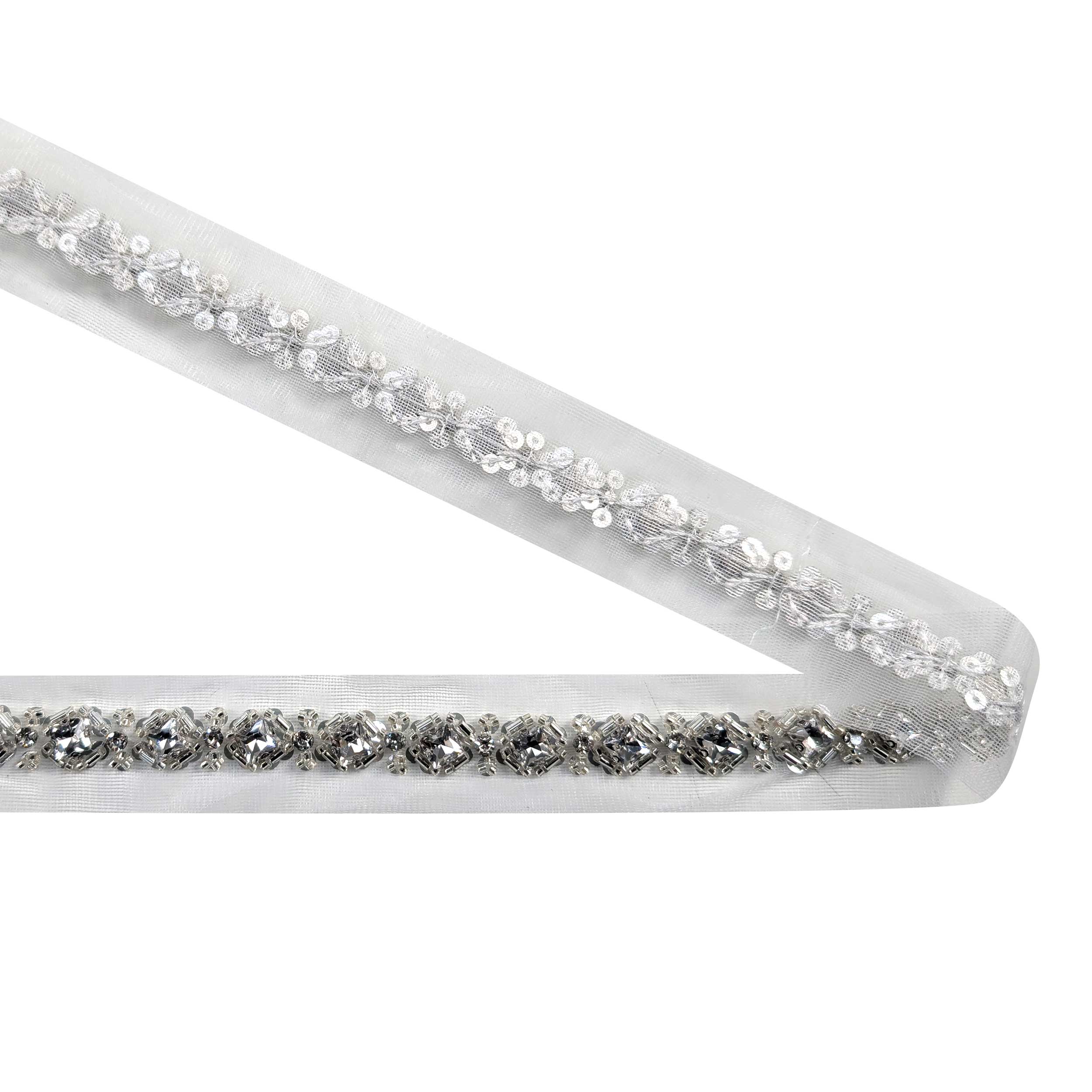 Trimmings White Tulle and Silver Precious Stones Image