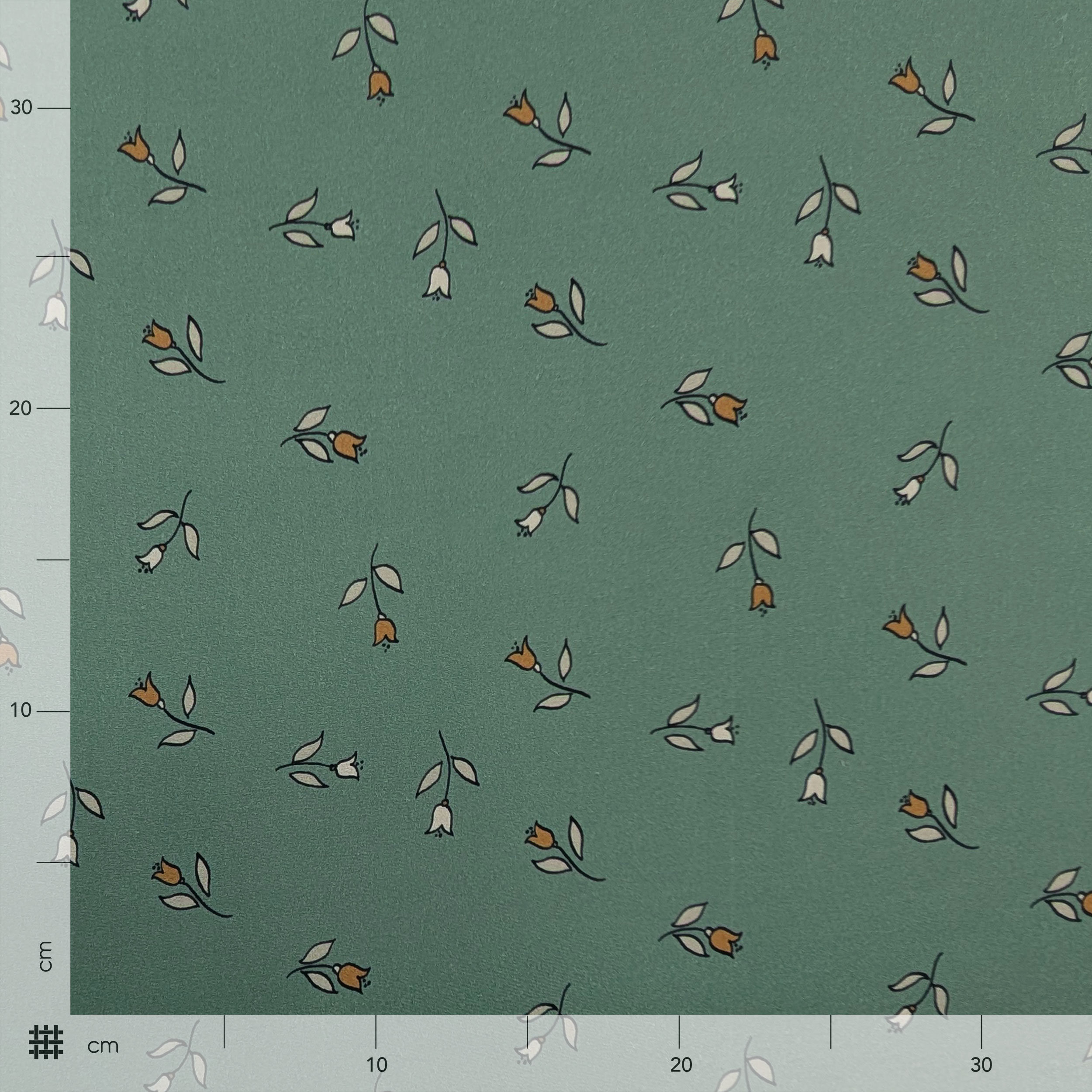 Viscose with Floral Pattern on a Green Background Image