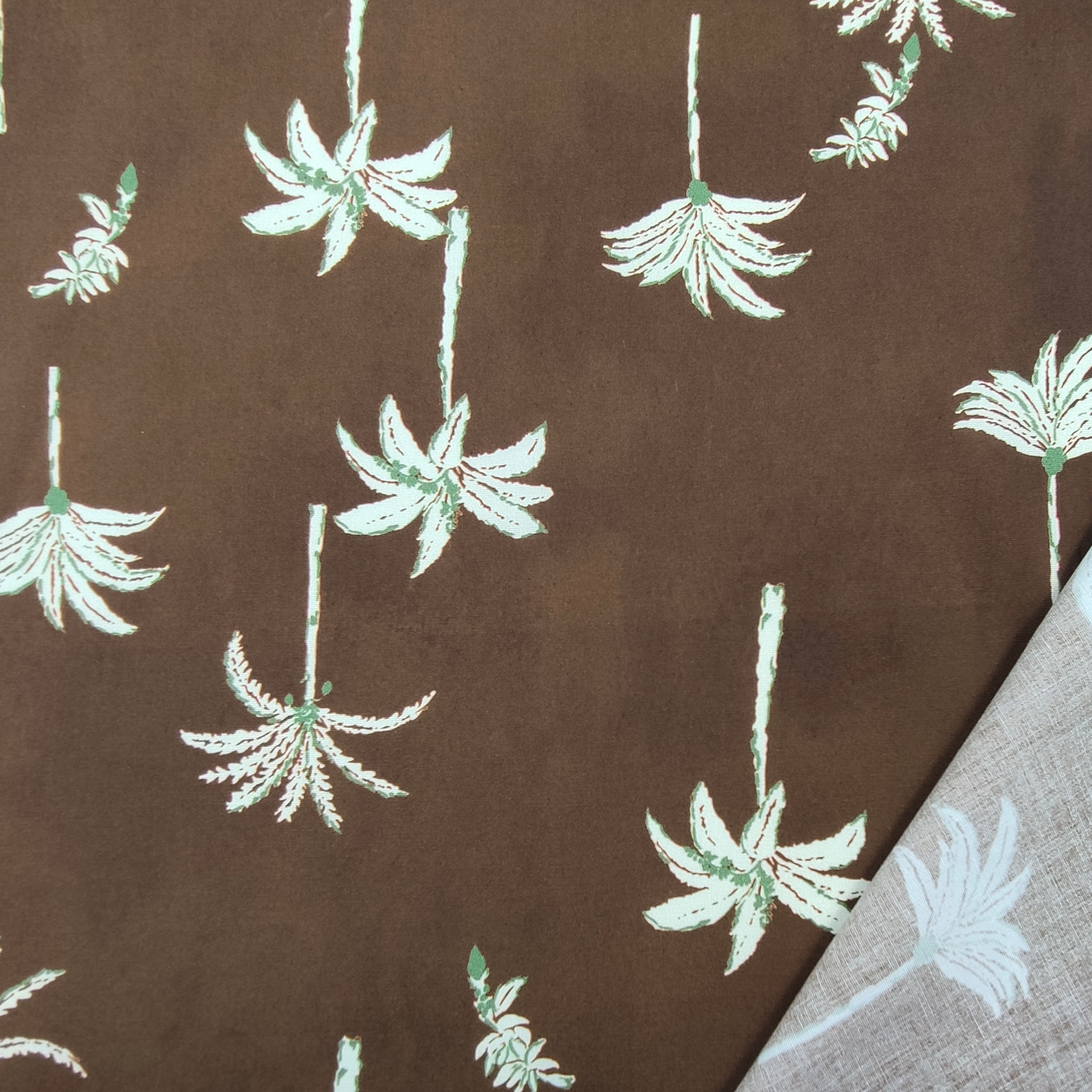 Baumwollstoff Braun Palm Fantasy