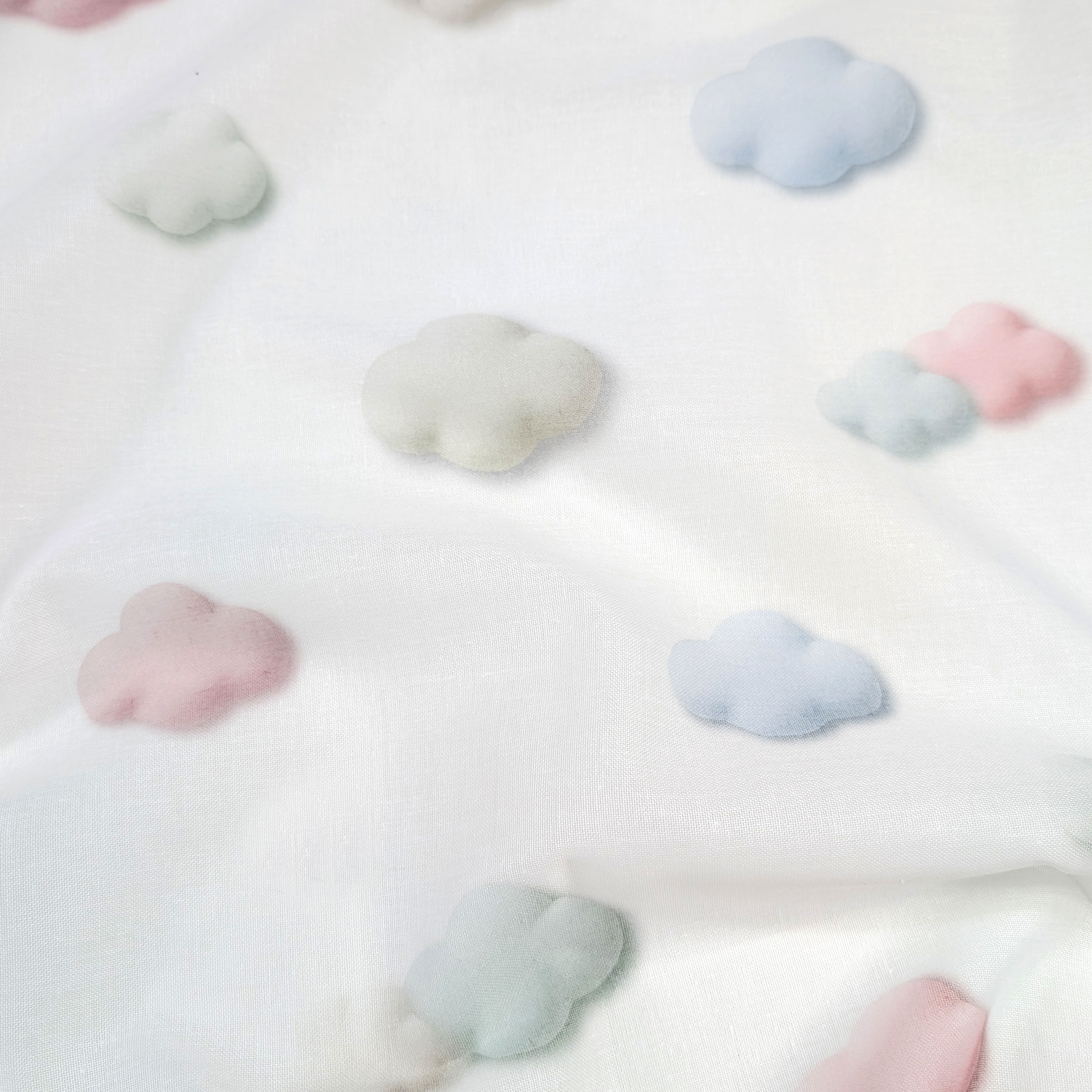 Curtain Fabric Pastel Clouds Image