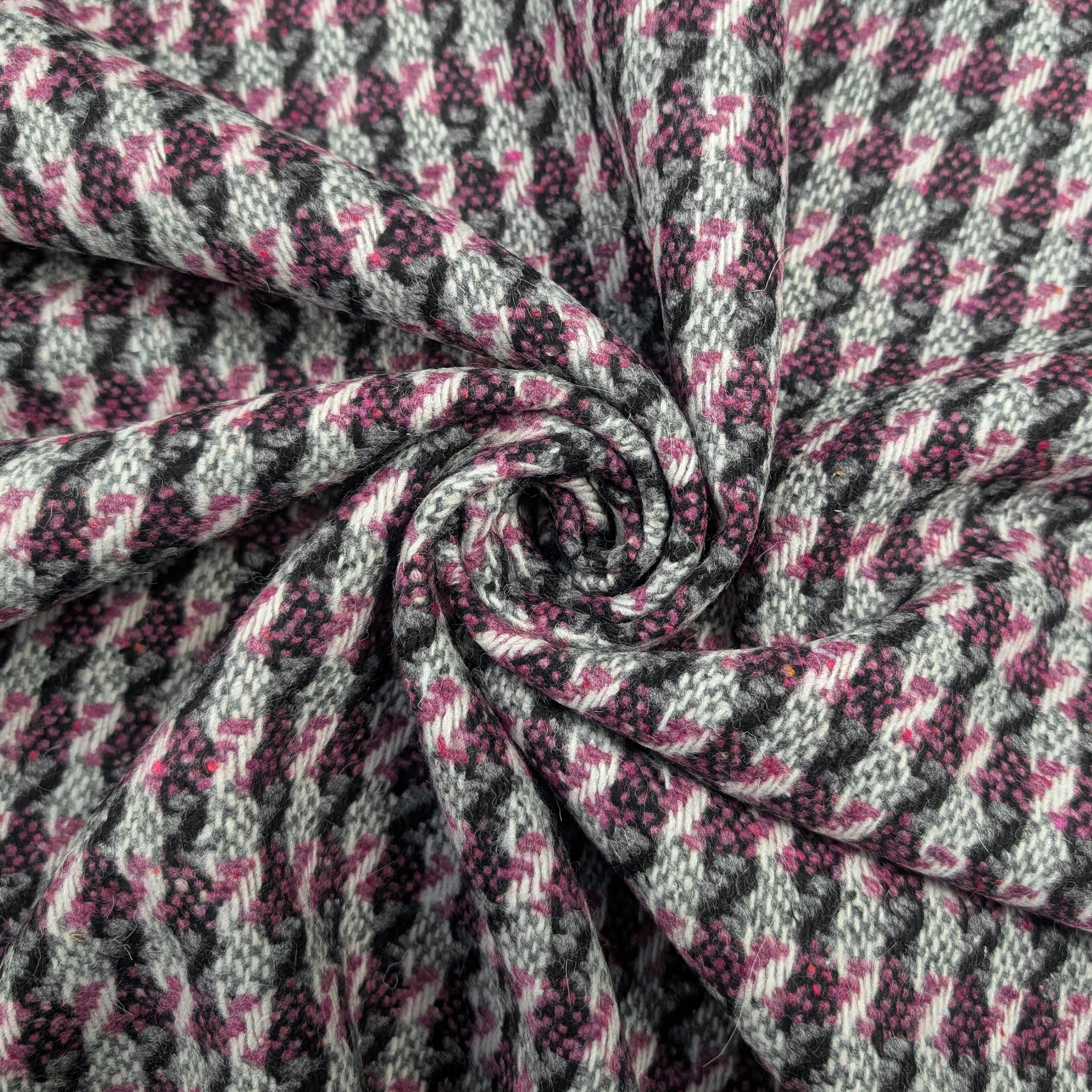 Wool Blend Abstract Stripes Pink and Black Image