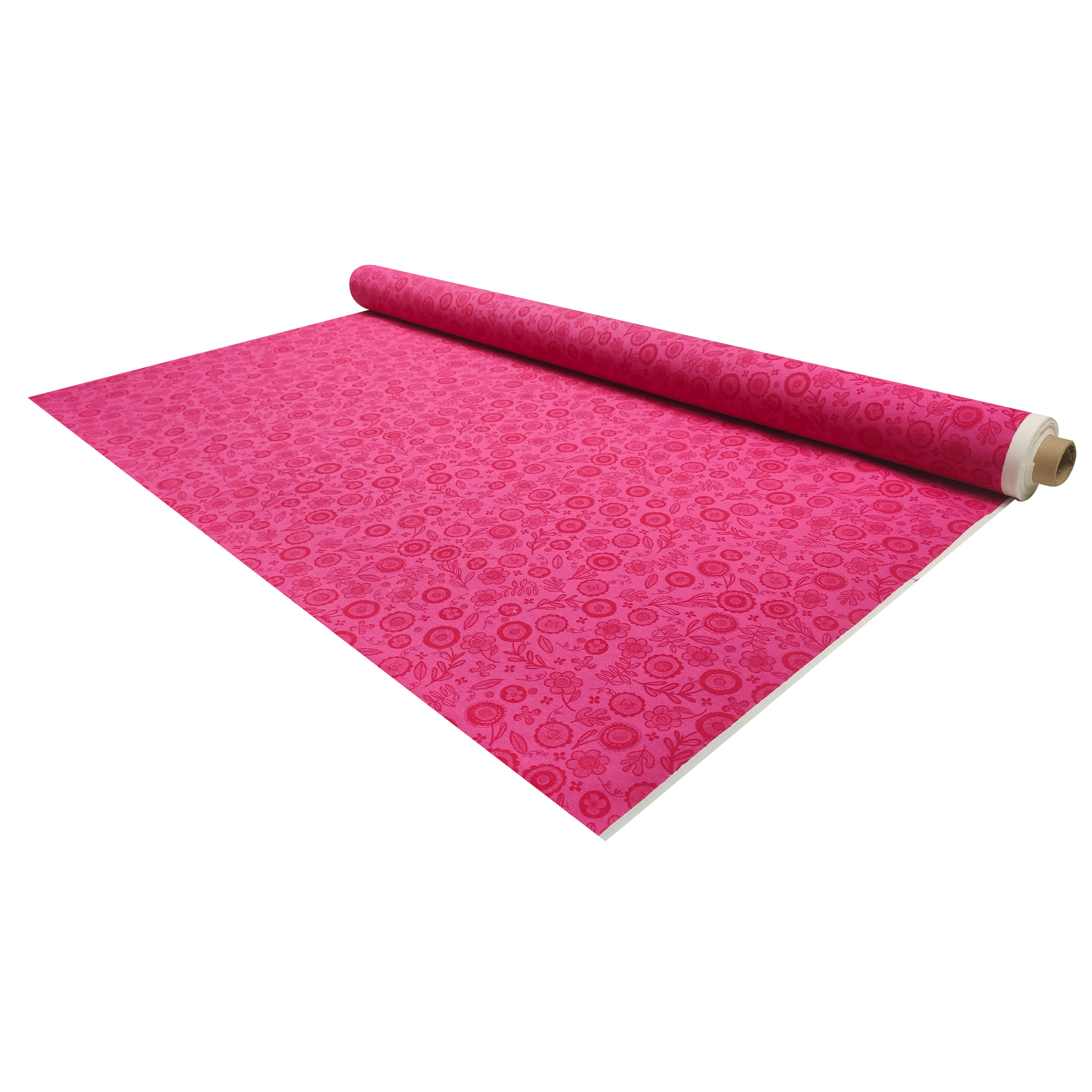 Tejido de algodón con estampado de flores Fuxia
