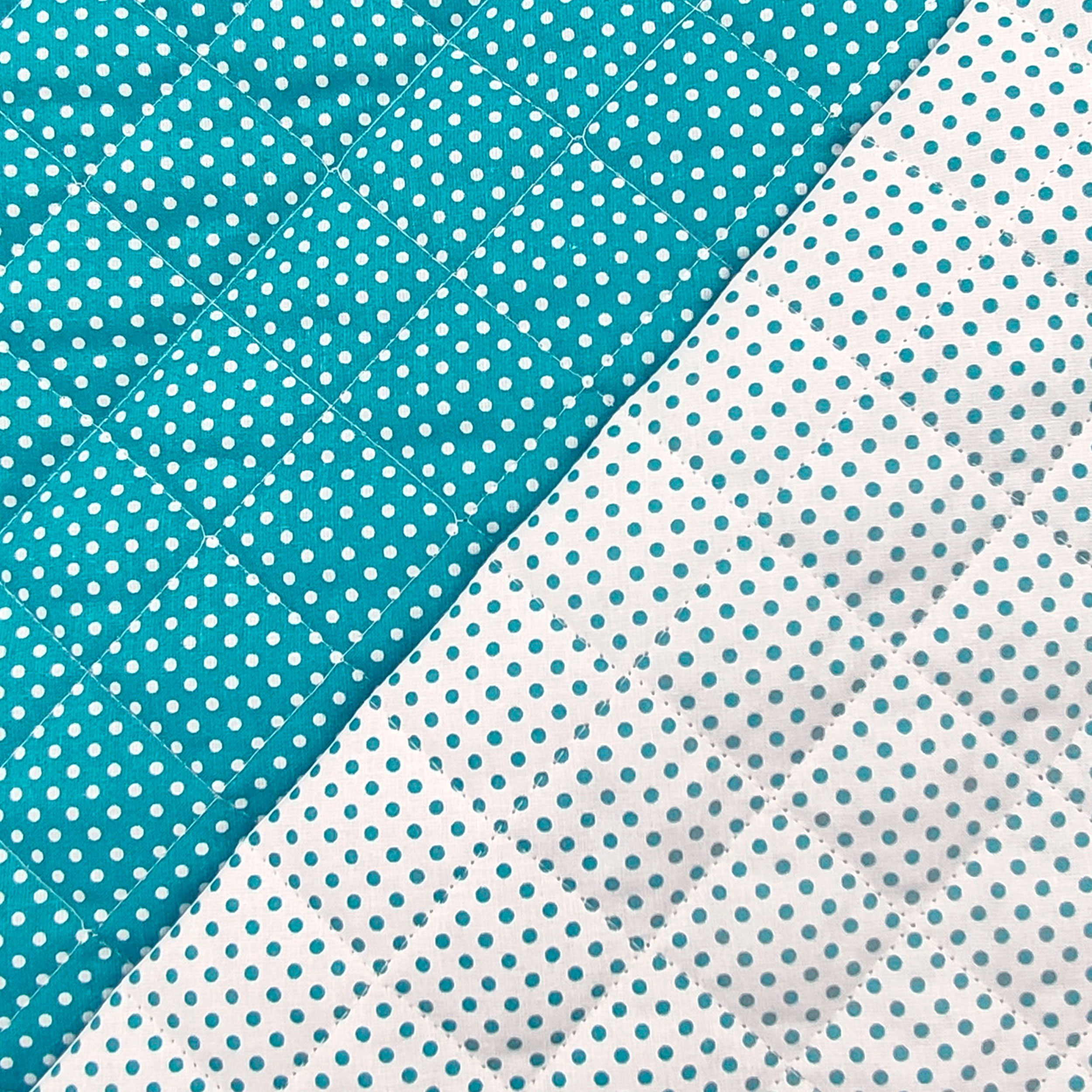 Double édredon turquoise à pois