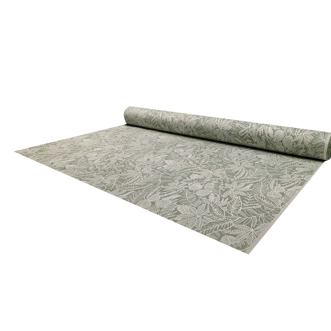 Jacquard Feuilles Fond vert H 280 cm Image