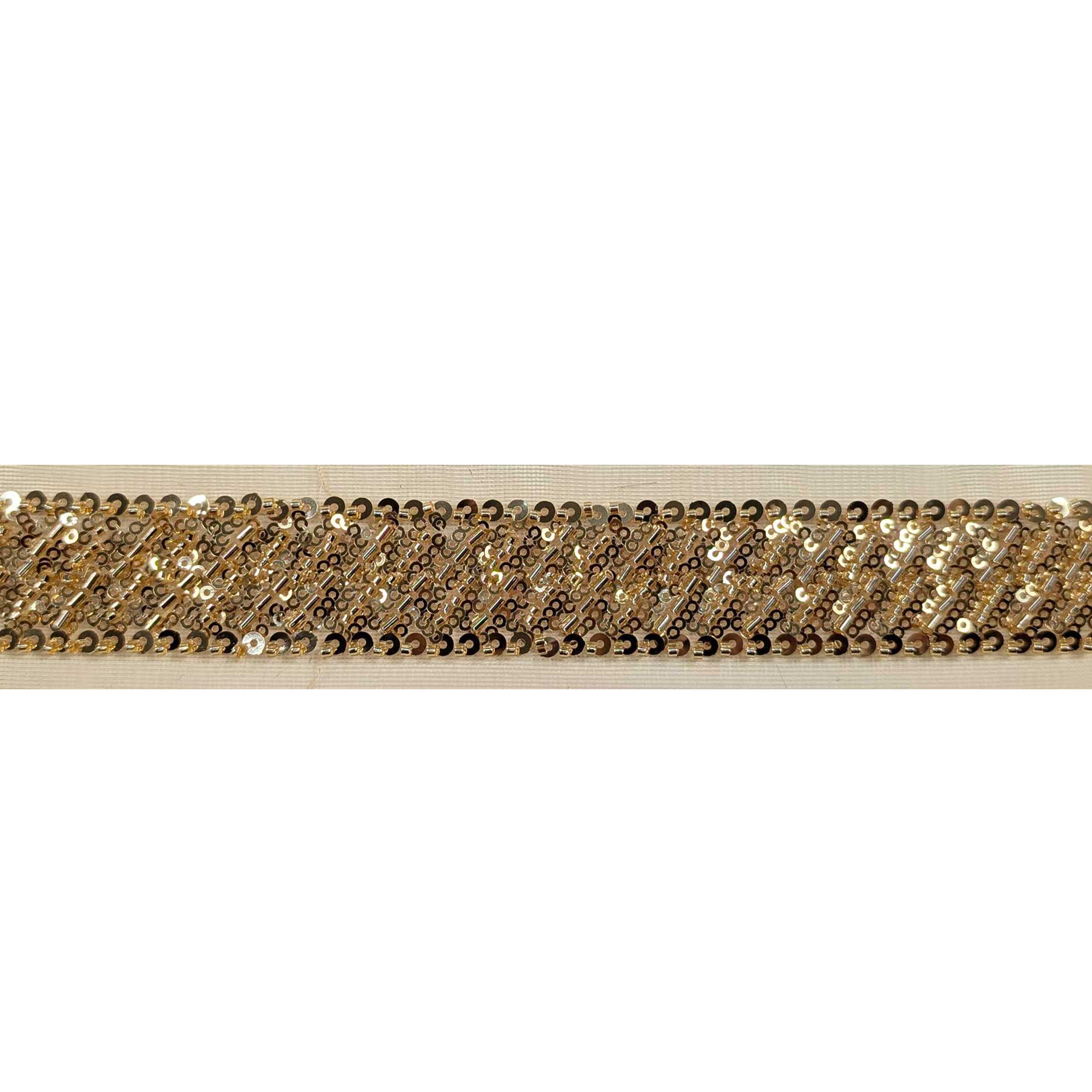 Sequined Trimmings on Gold Tulle Image