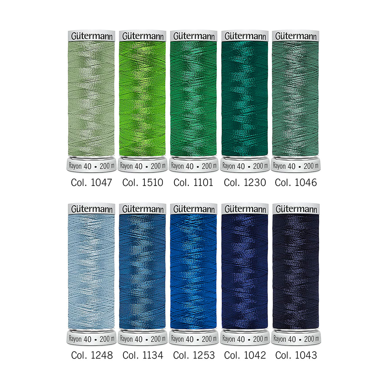 Gutermann Hilo para Bordar a Máquina Rayón 10 Bobinas Tonos Fríos