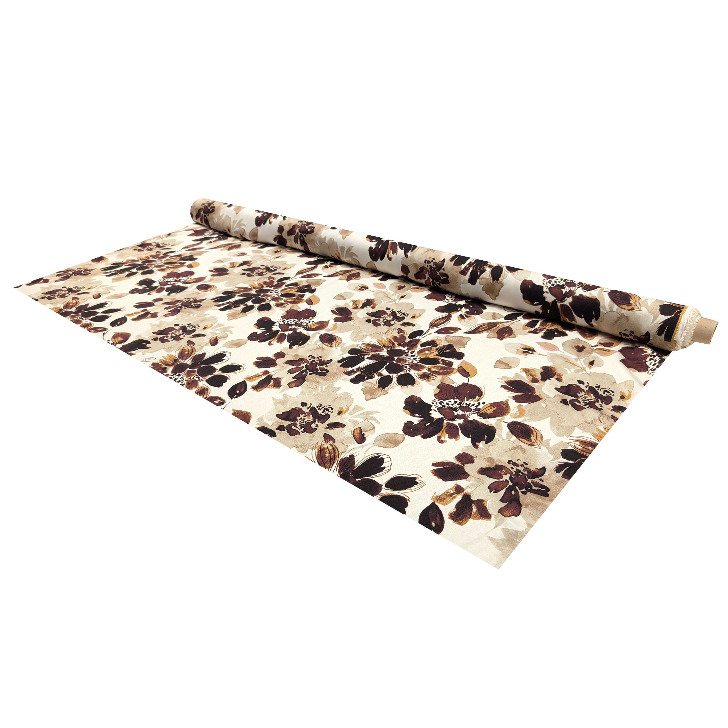Viscose Fantasy Flowers Leaves Brown Tones Image