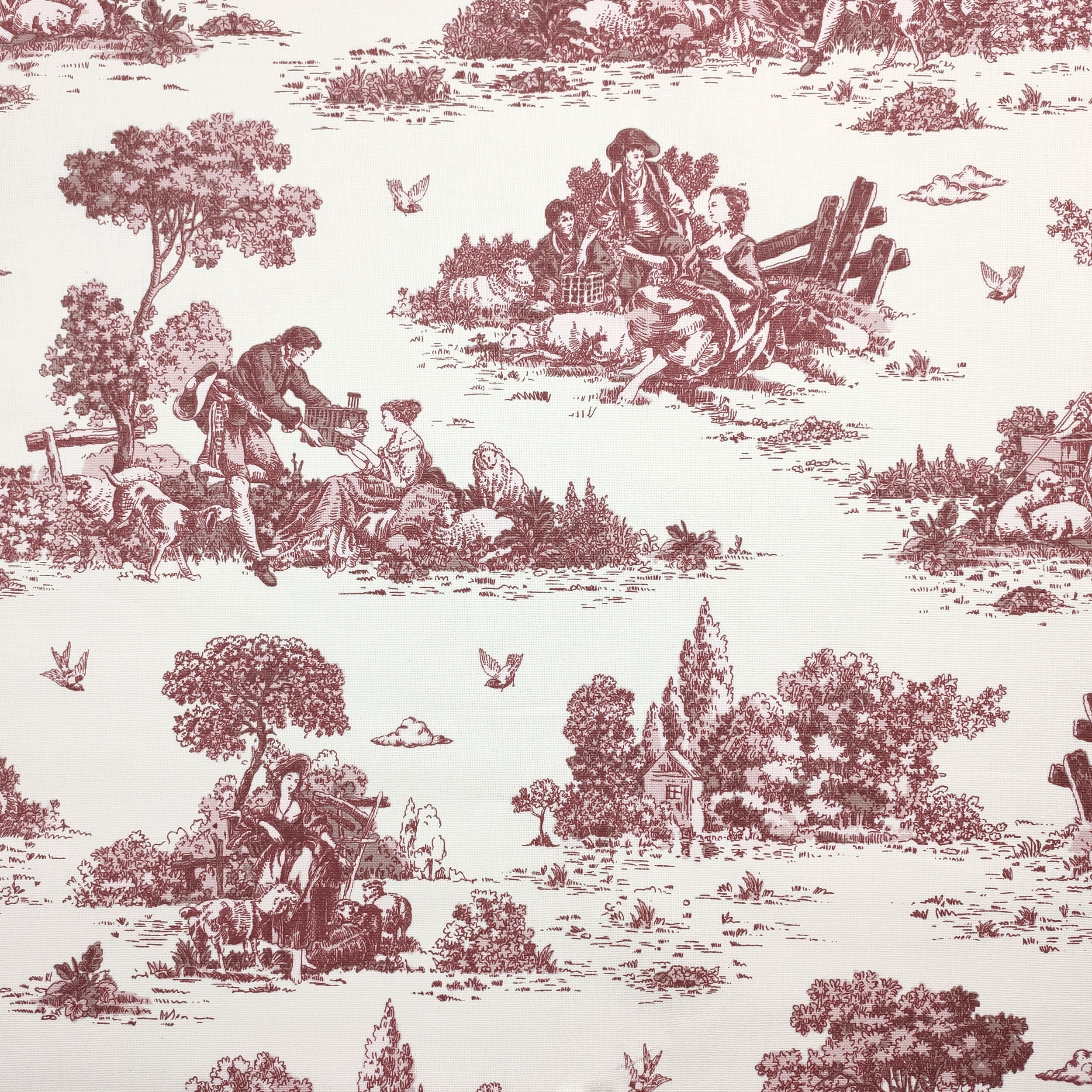 Ausschnitt Panama Toile de Jouy Bordeaux 50x140 cm