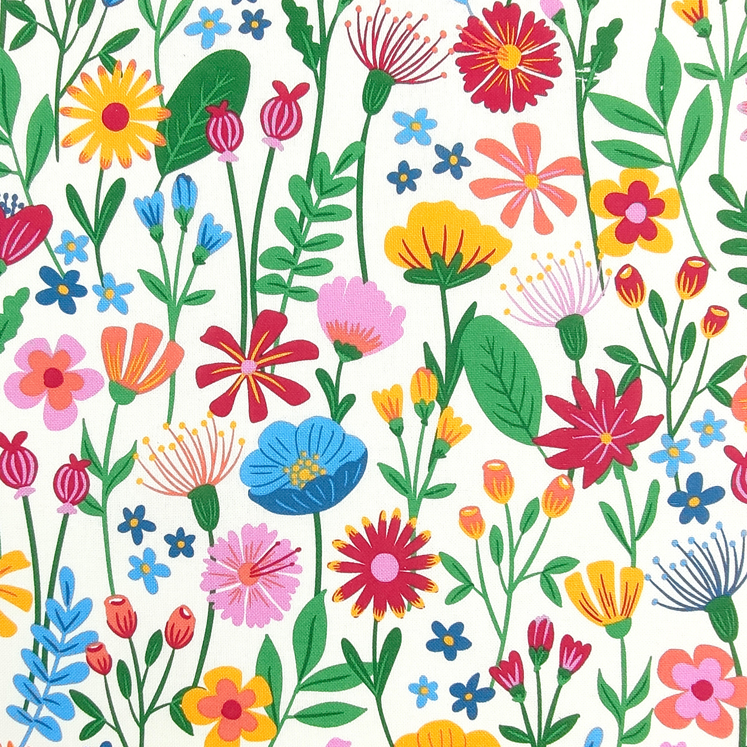 Panama Fabric Coloured Patterned Flowers Image